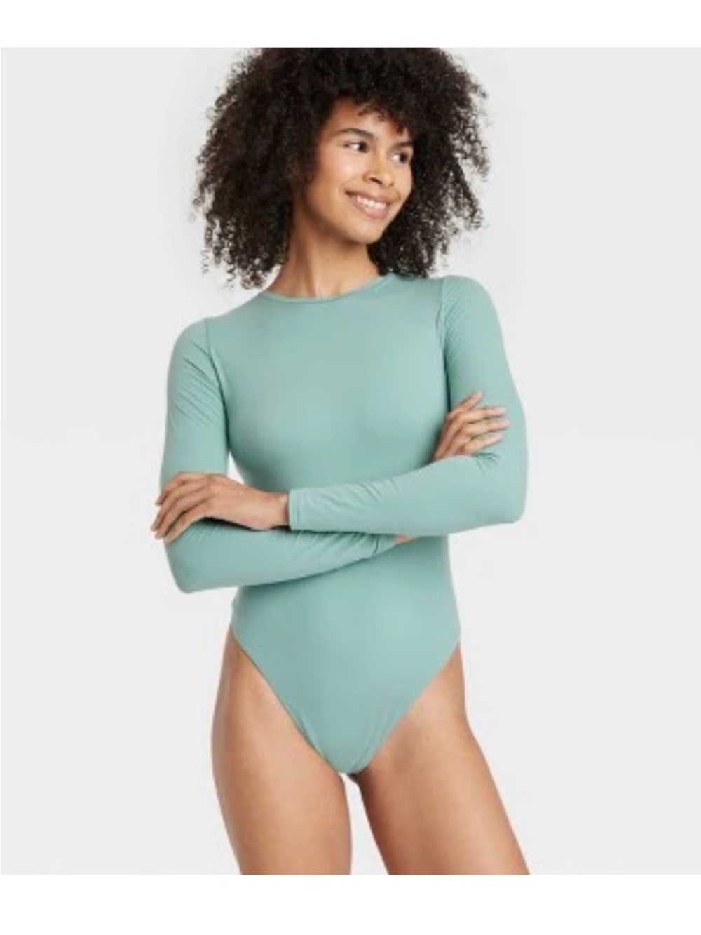 Long Sleeve One-Piece Bodysuit in Seafoam Green